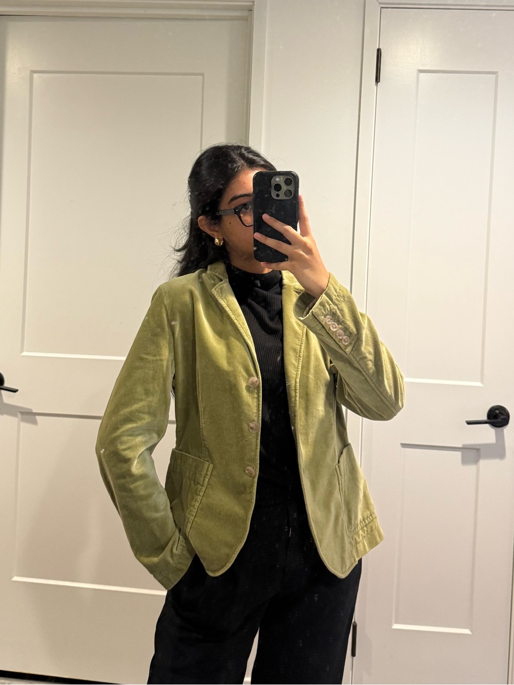 J. Crew Green Velvet Blazer Jacket